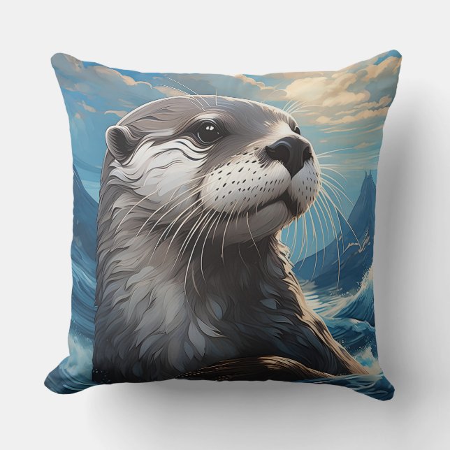 Coussin Otter Throw Pillow (Recto)
