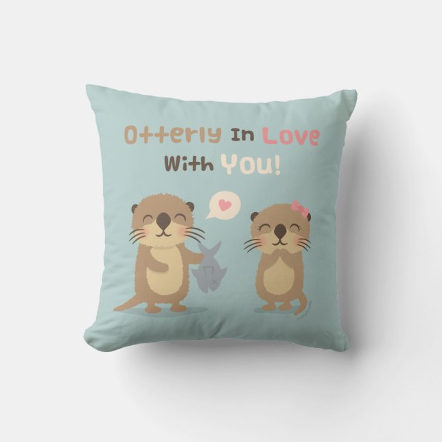 Coussin Otterly dans l'amour avec vous carreau mignon de (Recto)