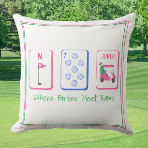Coussin Où les oiseaux rencontrent les Bamms / Golf Mahjon