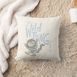 Coussin Où sont les bêtes féroces Citation - Bleu