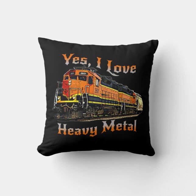 Coussin Oui J'aime le train de locomotives diesel en métal (Recto)