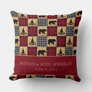 Coussin Ours à carreaux de Buffalo rustiques pour annivers