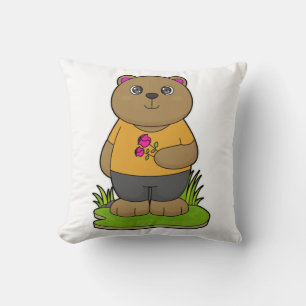 Coussin Ours aux fleurs