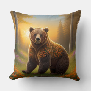 Coussin Ours brun majestueux