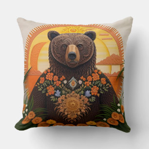Coussin Ours brun majestueux