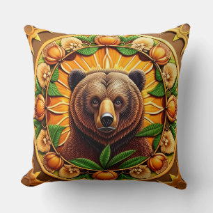 Coussin Ours brun majestueux