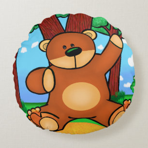 Coussin Ours dans la prairie - Bear in grassland