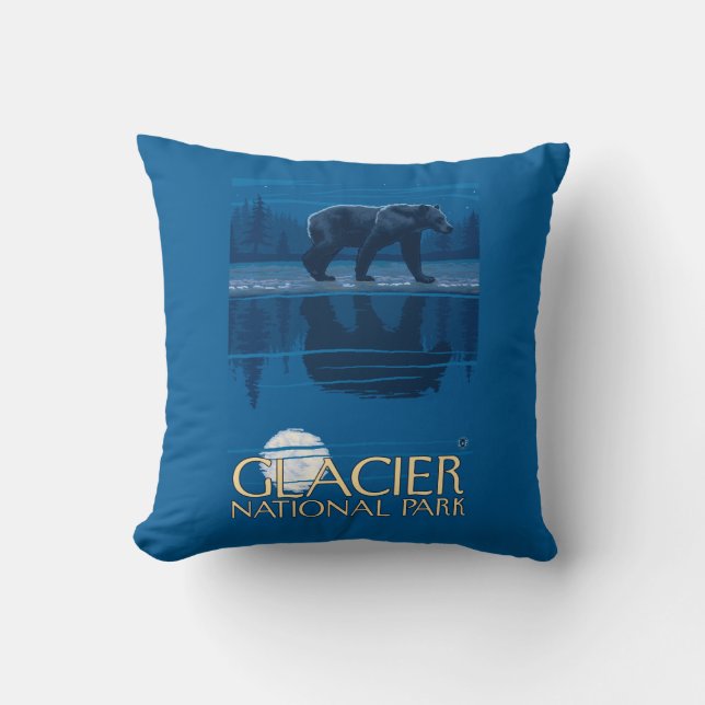 Coussin Ours dans le clair de lune - parc national de (Recto)