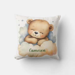 Coussin Ours de bébé céleste Nursery personnalisée