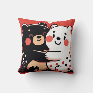 Coussin Ours de dessin animé adorables qui s'embrassent