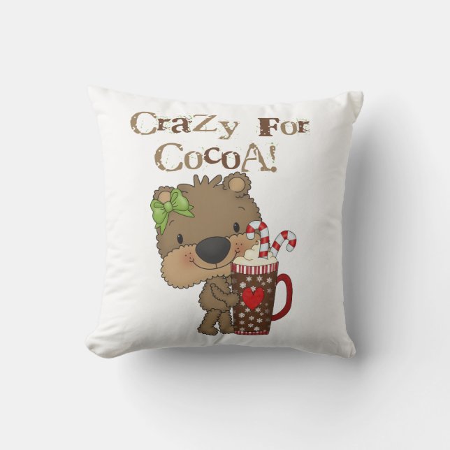Coussin Ours de fille fou pour le cacao (Recto)
