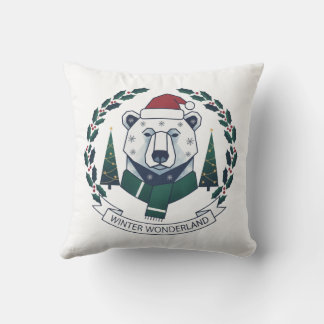 Coussin Ours de l'hiver merveilleux – Noël avec un chapeau