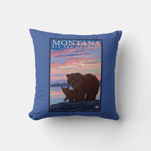 Coussin Ours de MontanaMomma et Vintage voyage de CUB (Recto)
