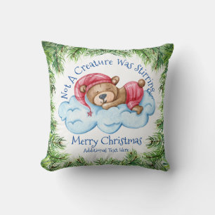 Coussin Ours de Noël couché Jeu d'oreiller