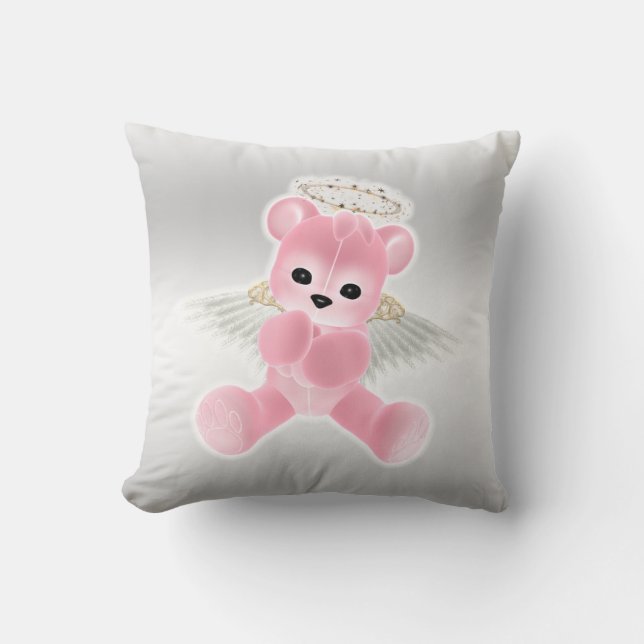 Coussin Ours de nounours rose de l'ange de la fille (Recto)