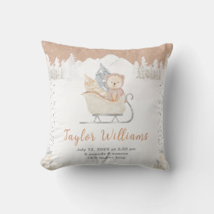 Coussin Ours d'hiver Brun Traîneau Naissance Statistiques