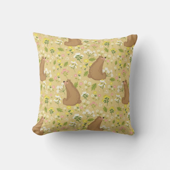 Coussin Ours en fleur (Recto)
