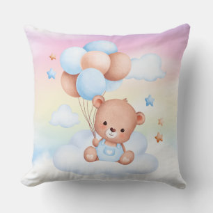 Coussin Ours en peluche avec ballons arc-en-ciel Ciel lanc