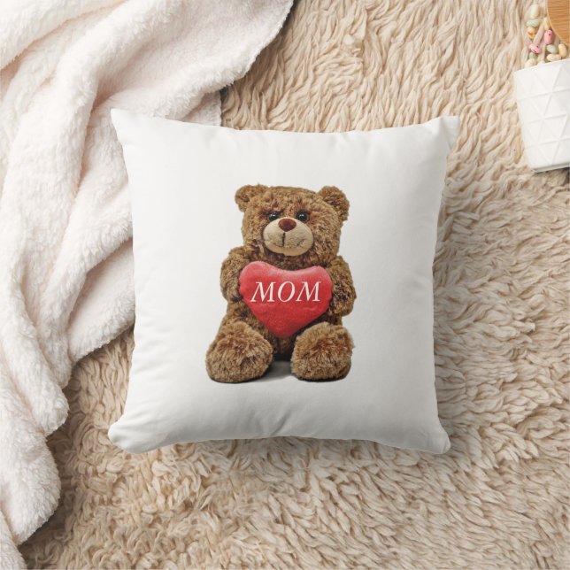 Coussin Ours en peluche et coeur personnalisé (Couverture)