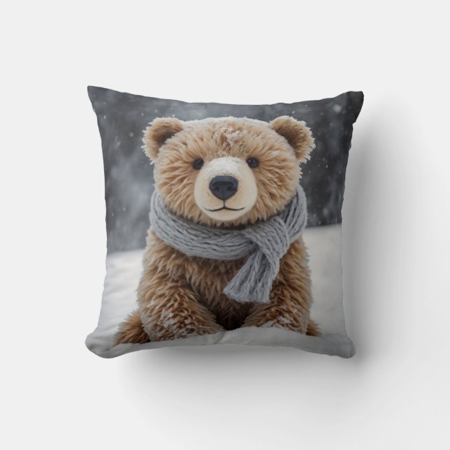 Coussin Ours en peluche hivernal Jeu d'oreiller (Recto)
