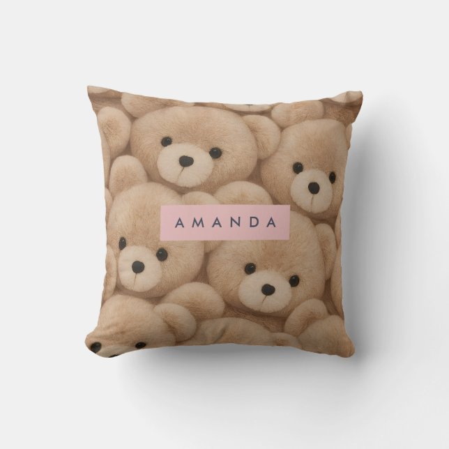 Coussin Ours en peluche Kawaii personnalisé (Recto)