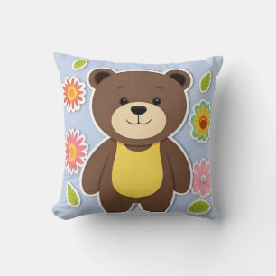 Coussin Ours en peluche marron mignon dessin animé