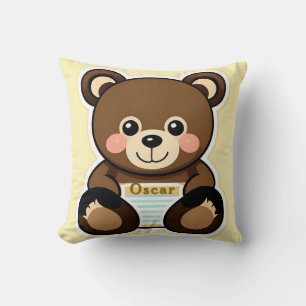 Coussin Ours en peluche marron mignon dessin animé
