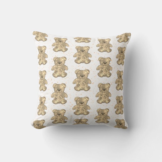 Coussin Ours en peluche mignon personnalisé (Recto)