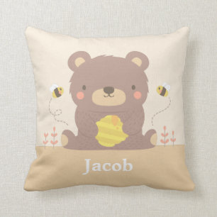 Coussin Ours et abeilles mignons de la forêt pour décorati