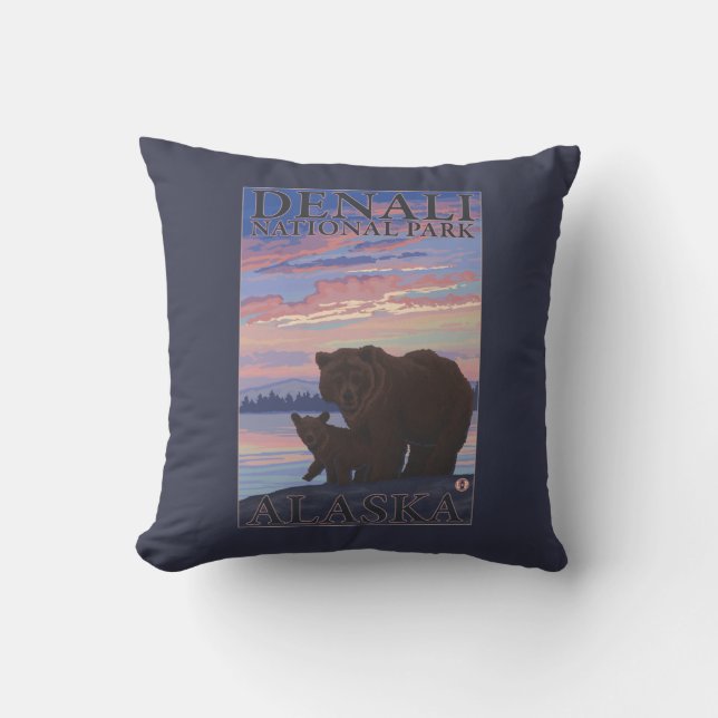 Coussin Ours et CUB - parc national de Denali, Alaska (Recto)