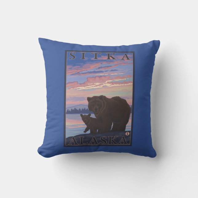 Coussin Ours et CUB - Sitka, Alaska (Recto)