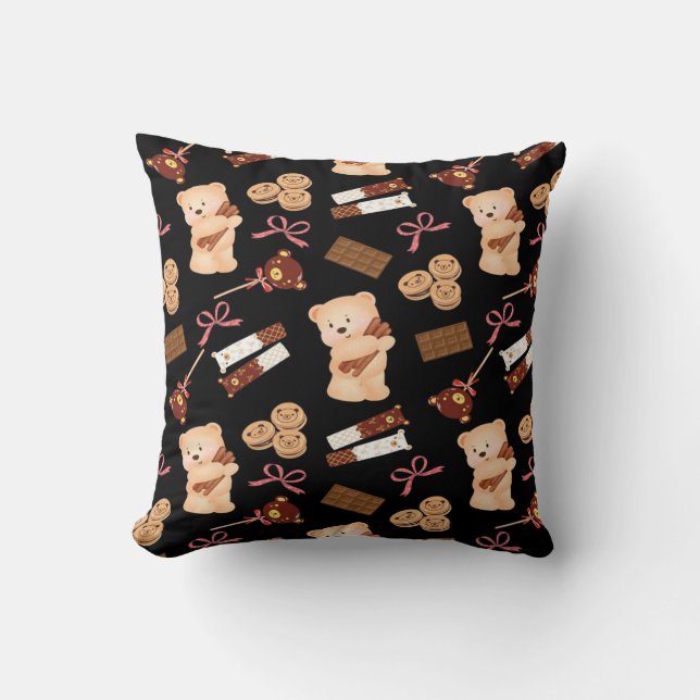 Coussin Ours mignon et chocolat (Recto)