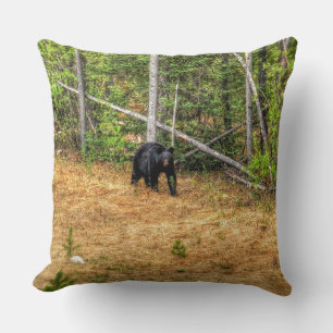 Coussin Ours Noir Sauvage & Yukon Forest Photo Art