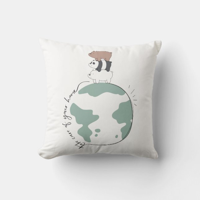 Coussin Ours nus - Prenez soin de votre maison (Recto)