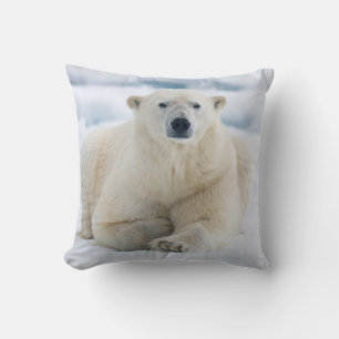 Coussin Ours polaire adulte sur la banquise estivale