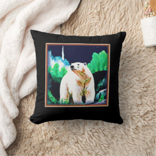 Coussin Ours polaire en pleine nature. Commandez dès maint