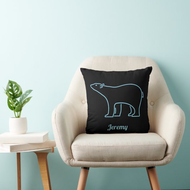 Coussin Ours polaire néon personnalisé (Chaise)