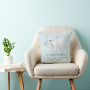 Coussin Ours polaire Personnalisé Baby Birth Stats Nursery