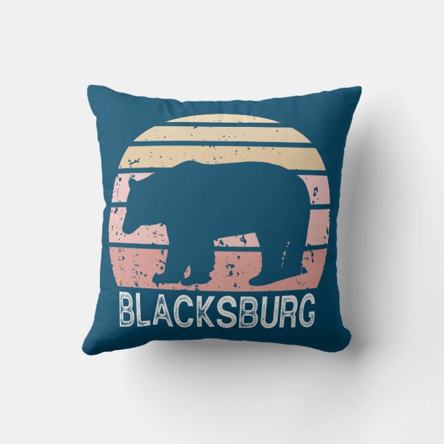Coussin Ours rétro Blacksburg Virginie (Verso)