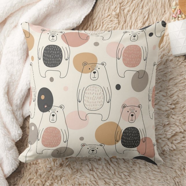Coussin Ourson Mignon - Douce Forêt en Pastel (3) (Couverture)