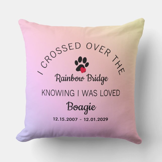 Coussin Over The Rainbow Bridge Photo Pet Memorial (Recto)