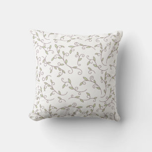 Coussin P botanique délicat à motif de vigne verte et brun