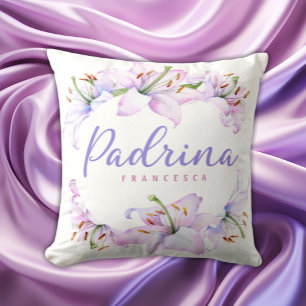 Coussin Padrina Lillies - Cadeau Godmère personnalisé