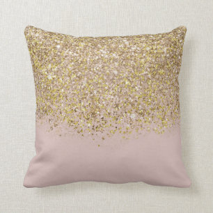 Coussin Pailleté Rose et Or Moderne Tendance Glamour Chic