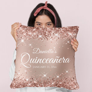 Coussin Pailleté Rose Gold Glam Dégradé Quinceañera 15