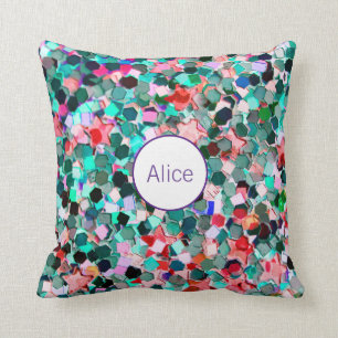 Coussin Paillette nommée faite sur commande personnalisée