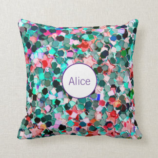 Coussin Paillette nommée faite sur commande personnalisée