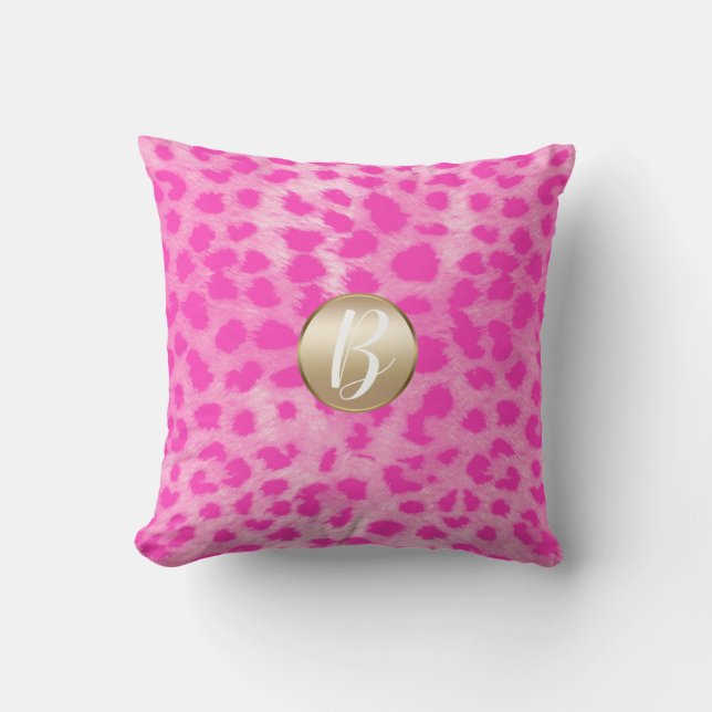 Coussin Paillettes dorées Monogramme Imprimé léopard Guépa (Recto)