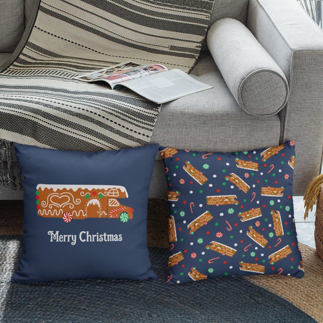 Coussin Pain d'épices RV Classe C Camping Noël (Créateur téléchargé)
