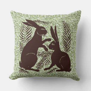 Coussin Paire Art nouveau de lapins De Morgan et Morris